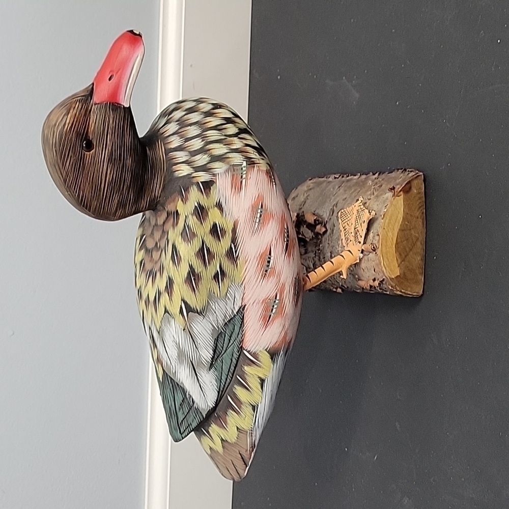 Wooden Mallard Duck Decoy Figurine Statue Painted